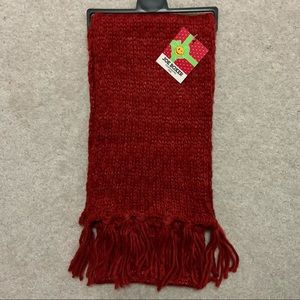 Red Shimmer Crochet Scarf